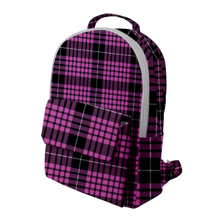 Pink Tartan 3 Flap Pocket Backpack (Large)