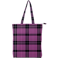 Pink Tartan 3 Double Zip Up Tote Bag