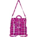 Pink Tartan-9 Crossbody Backpack View3