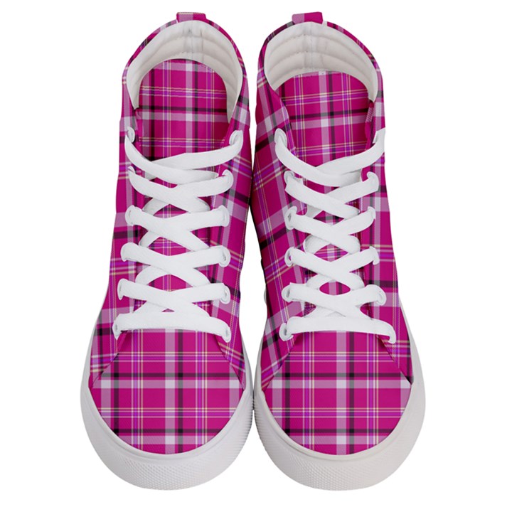 Pink Tartan-9 Men s Hi-Top Skate Sneakers