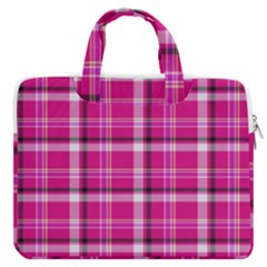 Pink Tartan-9 Macbook Pro 16  Double Pocket Laptop Bag 