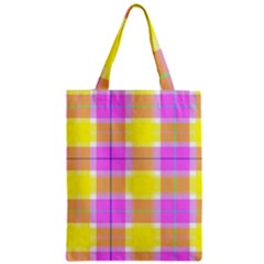 Pink Tartan-8 Zipper Classic Tote Bag