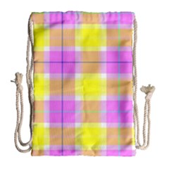 Pink Tartan-8 Drawstring Bag (large) by tartantotartanspink2