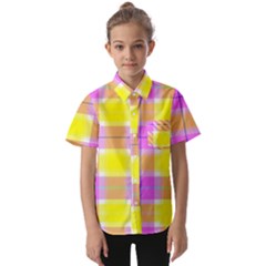 Pink Tartan-8 Kids  Short Sleeve Shirt by tartantotartanspink2