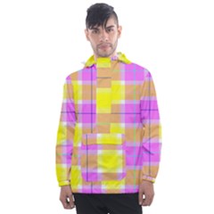 Pink Tartan-8 Men s Front Pocket Pullover Windbreaker by tartantotartanspink2