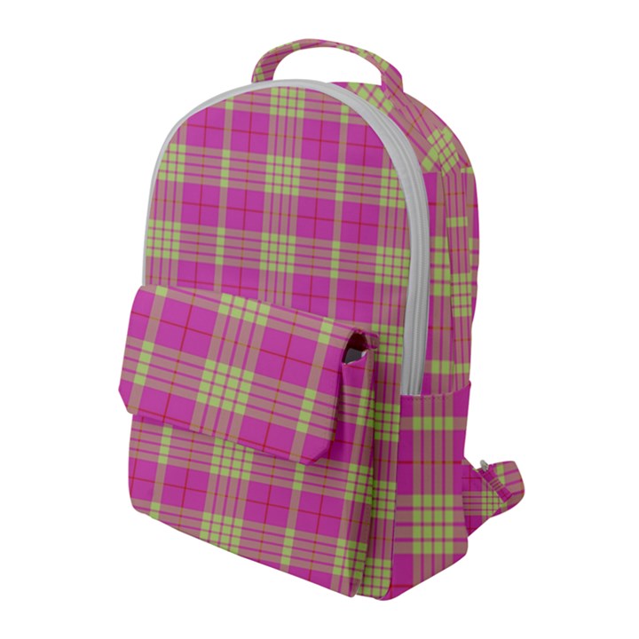 Pink Tartan 4 Flap Pocket Backpack (Large)