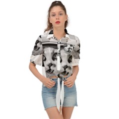 Biker Cat Tie Front Shirt  by wamdesign