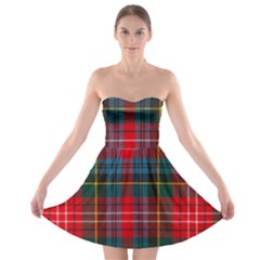 Caledonia Modern Tartan Strapless Bra Top Dress by tartantotartansred