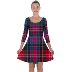 Caledonia Modern Tartan Quarter Sleeve Skater Dress by tartantotartansred