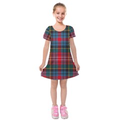 Caledonia Modern Tartan Kids  Short Sleeve Velvet Dress