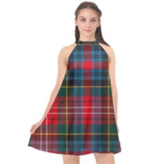 Caledonia Modern Tartan Halter Neckline Chiffon Dress  by tartantotartansred