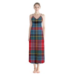 Caledonia Modern Tartan Button Up Chiffon Maxi Dress by tartantotartansred