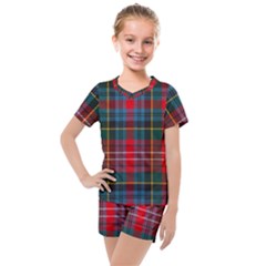 Caledonia Modern Tartan Kids  Mesh Tee And Shorts Set