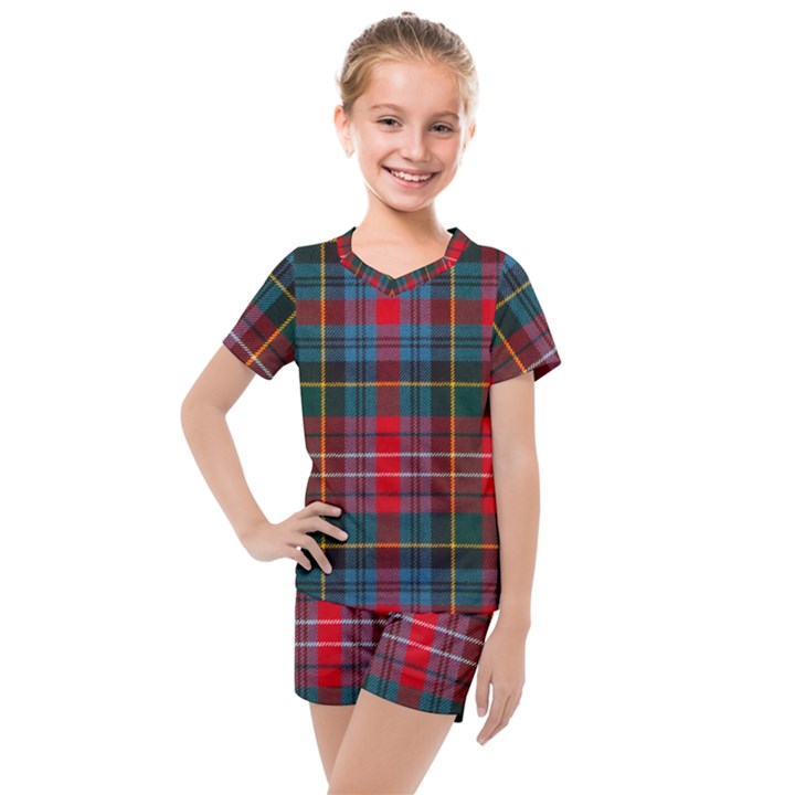 Caledonia Modern Tartan Kids  Mesh Tee and Shorts Set