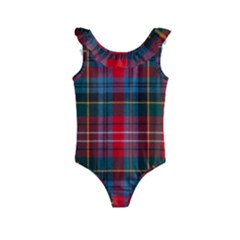 Caledonia Modern Tartan Kids  Frill Swimsuit by tartantotartansred