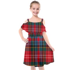 Caledonia Modern Tartan Kids  Cut Out Shoulders Chiffon Dress by tartantotartansred