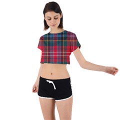 Caledonia Modern Tartan Tie Back Short Sleeve Crop Tee by tartantotartansred