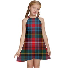 Caledonia Modern Tartan Kids  Halter Collar Waist Tie Chiffon Dress by tartantotartansred