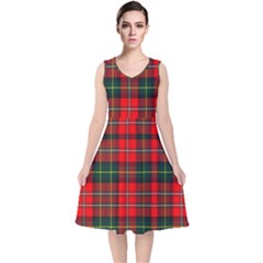 Boyd Modern Tartan 2 V-neck Midi Sleeveless Dress  by tartantotartansred