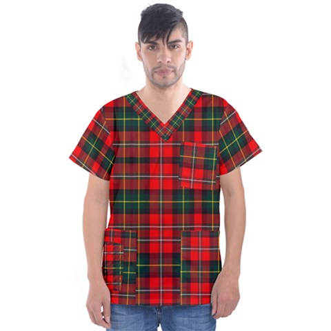 Boyd Modern Tartan 2 Men s V-neck Scrub Top by tartantotartansred