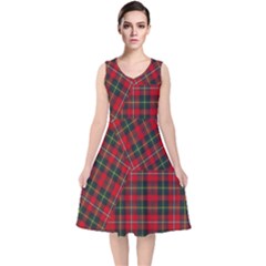 Boyd Modern Tartan V-neck Midi Sleeveless Dress  by tartantotartansred