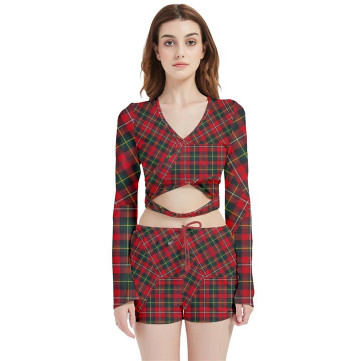 Boyd Modern Tartan Velvet Wrap Crop Top and Shorts Set