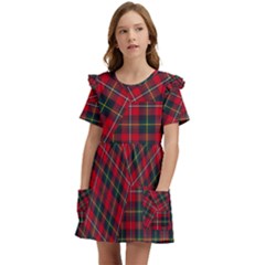 Boyd Modern Tartan Kids  Frilly Sleeves Pocket Dress by tartantotartansred