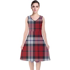 Brodie Dress Tartan V-neck Midi Sleeveless Dress  by tartantotartansred