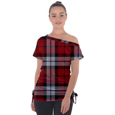 Brodie Dress Tartan Off Shoulder Tie-up Tee by tartantotartansred