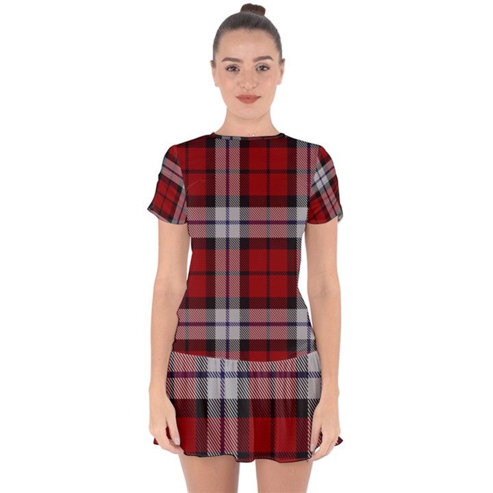 Brodie Dress Tartan Drop Hem Mini Chiffon Dress