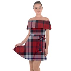 Brodie Dress Tartan Off Shoulder Velour Dress by tartantotartansred