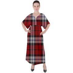 Brodie Dress Tartan V-neck Boho Style Maxi Dress by tartantotartansred