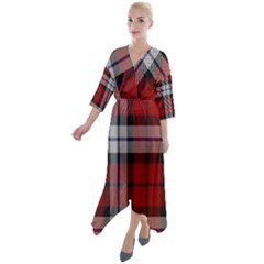 Brodie Dress Tartan Quarter Sleeve Wrap Front Maxi Dress