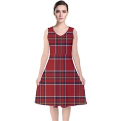 Brodie Clan Tartan 2 V-neck Midi Sleeveless Dress  by tartantotartansred