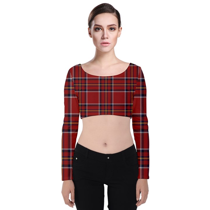 Brodie Clan Tartan 2 Velvet Long Sleeve Crop Top