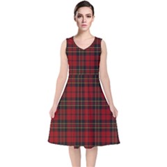 Brodie Clan Tartan V-neck Midi Sleeveless Dress  by tartantotartansred