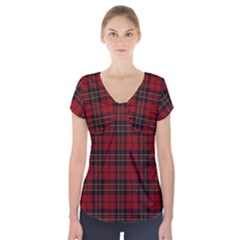 Brodie Clan Tartan Short Sleeve Front Detail Top by tartantotartansred