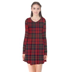 Brodie Clan Tartan Long Sleeve V-neck Flare Dress by tartantotartansred