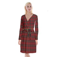 Brodie Clan Tartan Long Sleeve Velvet Front Wrap Dress by tartantotartansred