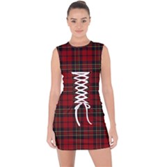 Brodie Clan Tartan Lace Up Front Bodycon Dress by tartantotartansred