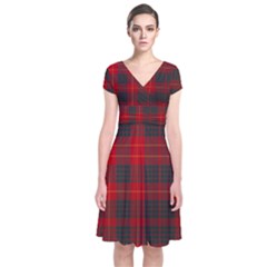 Cameron Clan Modern Tartan Short Sleeve Front Wrap Dress