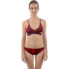 Cameron Clan Modern Tartan Wrap Around Bikini Set by tartantotartansred