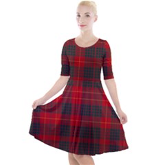 Cameron Clan Modern Tartan Quarter Sleeve A-line Dress by tartantotartansred