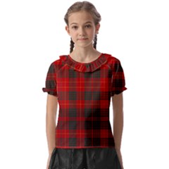 Cameron Clan Modern Tartan Kids  Frill Chiffon Blouse by tartantotartansred