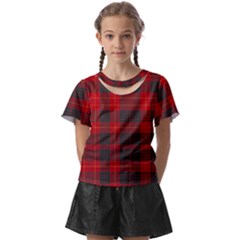 Cameron Clan Modern Tartan Kids  Front Cut Tee by tartantotartansred