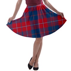 Galloway Red Modern Tartan A-line Skater Skirt by tartantotartansred