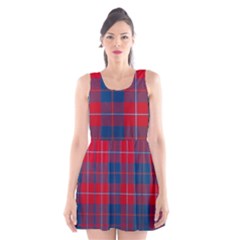 Galloway Red Modern Tartan Scoop Neck Skater Dress by tartantotartansred