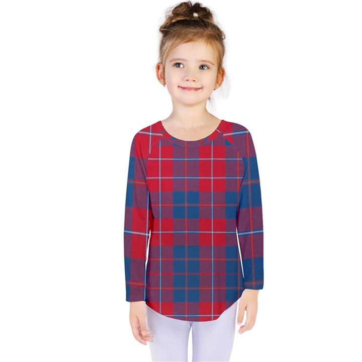 Galloway Red Modern Tartan Kids  Long Sleeve Tee