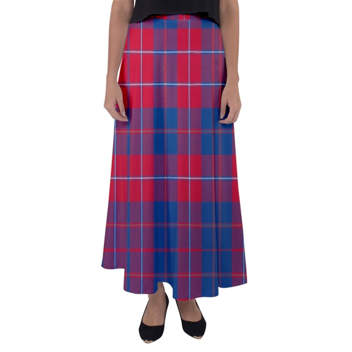 Galloway Red Modern Tartan Flared Maxi Skirt