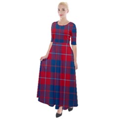 Galloway Red Modern Tartan Half Sleeves Maxi Dress by tartantotartansred